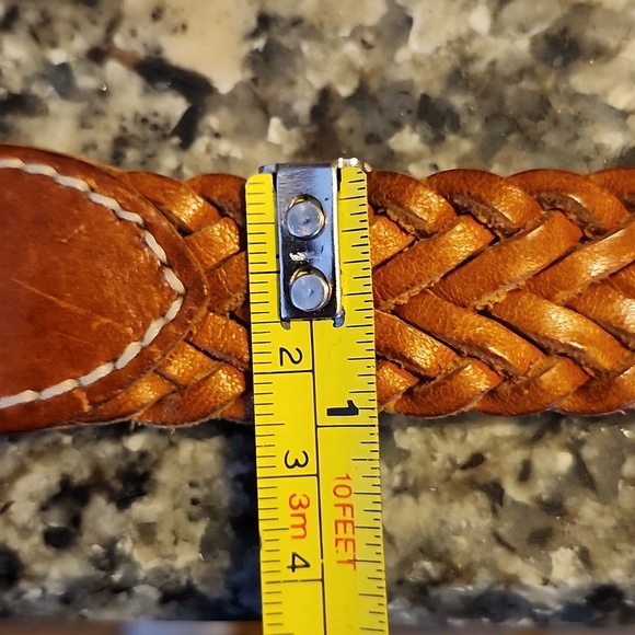 ECHO Made In Turkey Brown Leather Braided Belt - Picture 10 of 16
